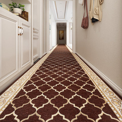 Stain-resistant Non Slip Kitchen Runner Rugs, Entryway Brown Runner Rugs, Modern Long Hallway Runners, Extra Long Narrow Runner Rugs, Entrance Hallway Runners, Hallway Runners-LargePaintingArt.com