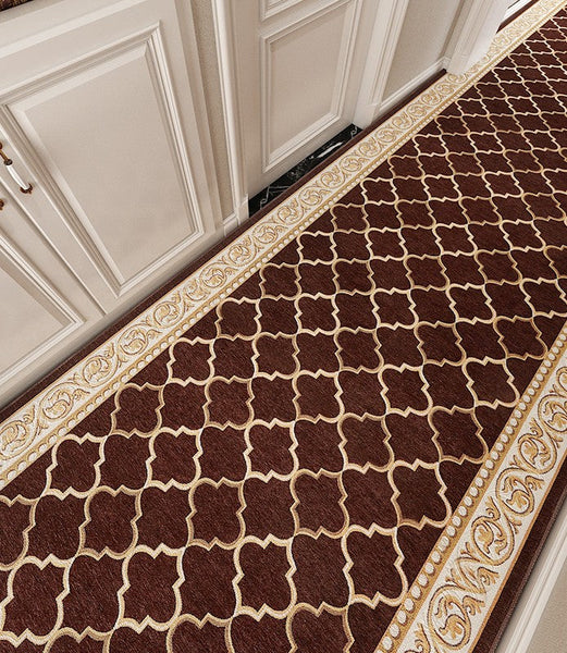 Stain-resistant Non Slip Kitchen Runner Rugs, Entryway Brown Runner Rugs, Modern Long Hallway Runners, Extra Long Narrow Runner Rugs, Entrance Hallway Runners, Hallway Runners-LargePaintingArt.com