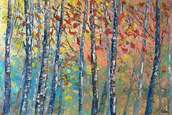 Birch Tree Painting, Landscape Painting, Original Wall Art, Canvas Art, Custom Large Oil Painting-LargePaintingArt.com