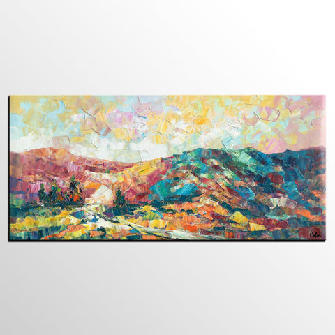 Canvas Painting, Mountain Landscape Painting, Large Canvas Art, Custom Extra Large Wall Art-LargePaintingArt.com