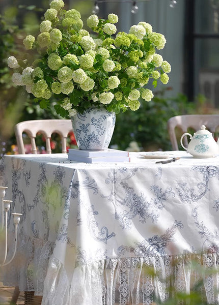 Large Modern Rectangle Tablecloth for Dining Table, Picnic Spring Flower Table Covers for Round Table, Farmhouse Table Cloth for Oval Table-LargePaintingArt.com