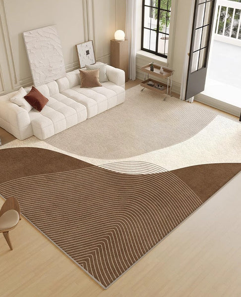 Contemporary Modern Rugs for Bedroom, Large Geometric Rugs for Living Room, Abstract Modern Area Rugs for Bedroom-LargePaintingArt.com