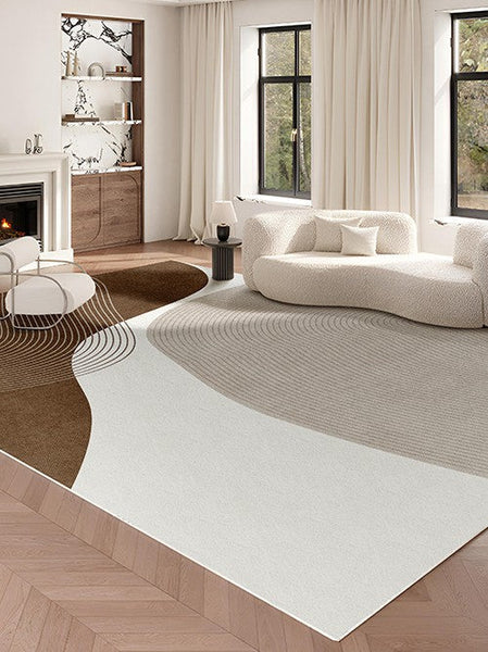 Contemporary Modern Rugs for Bedroom, Large Geometric Rugs for Living Room, Abstract Modern Area Rugs for Bedroom-LargePaintingArt.com