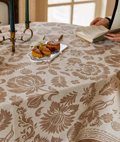 Flower Pattern Table Covers for Round Table, Large Modern Rectangle Tablecloth for Dining Table, Farmhouse Table Cloth for Oval Table, Square Tablecloth for Kitchen-LargePaintingArt.com