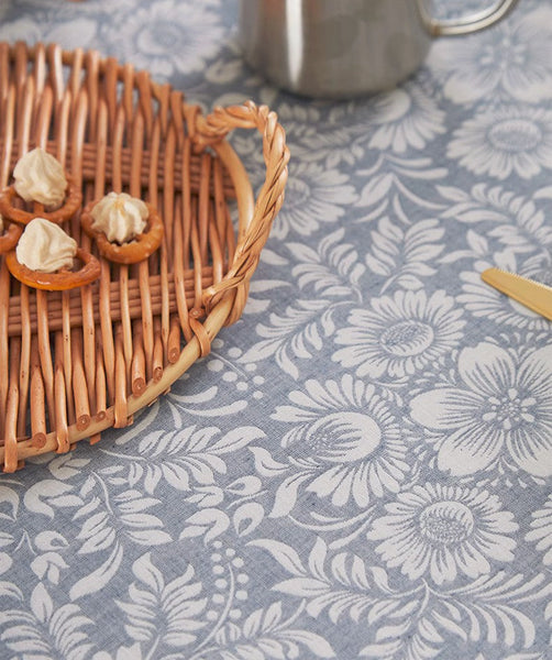 Farmhouse Table Cloth, Wedding Tablecloth, Dining Room Flower Pattern Table Cloths, Square Tablecloth for Round Table, Cotton Rectangular Table Covers for Kitchen-LargePaintingArt.com