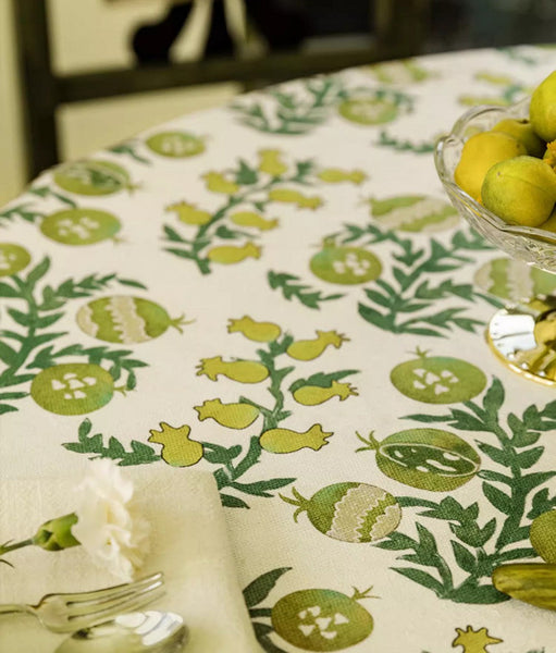 Large Modern Rectangle Tablecloth for Dining Table, Canterbury Bell and Pomegranate Table Covers for Round Table, Farmhouse Table Cloth for Oval Table-LargePaintingArt.com