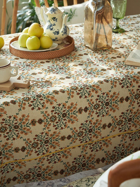 Spring Flower Pattern Tablecloth for Home Decoration, Extra Large Rectangle Tablecloth for Dining Room Table, Large Square Tablecloth for Round Table-LargePaintingArt.com