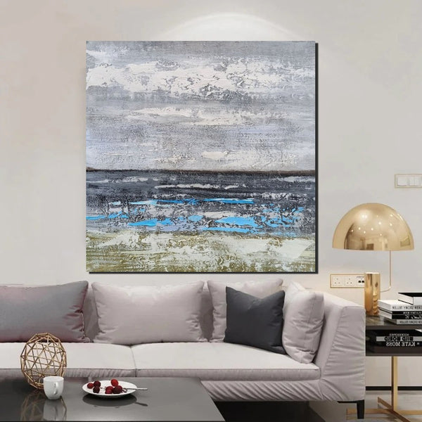 Contemporary Wall Art Paintings, Acrylic Paintings for Living Room, Large Simple Modern Art, Blue Abstract Acrylic Painting-LargePaintingArt.com