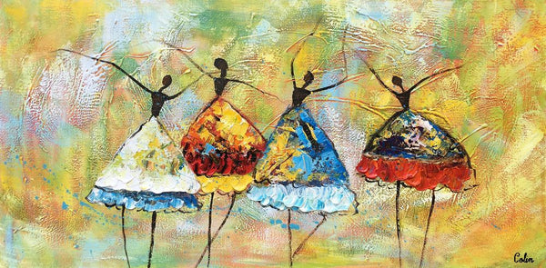 Canvas Painting for Living Room, Abstract Acrylic Painting, Ballet Dancer Painting, Acrylic Painting for Sale, Modern Wall Art Painting, Custom Art-LargePaintingArt.com