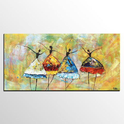 Canvas Painting for Living Room, Abstract Acrylic Painting, Ballet Dancer Painting, Acrylic Painting for Sale, Modern Wall Art Painting, Custom Art-LargePaintingArt.com