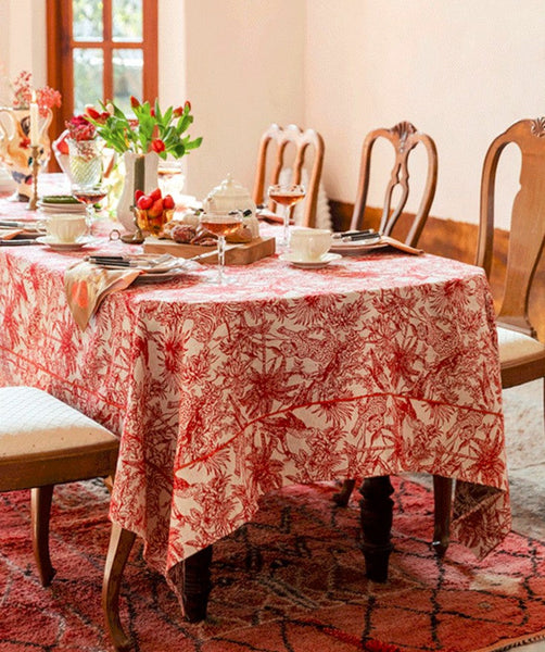 Jungle Animals Leopard Parrot Pattern Tablecloth for Home Decoration, Modern Rectangle Tablecloth for Dining Room Table, Large Square Tablecloth, Christmas Tablecloth-LargePaintingArt.com