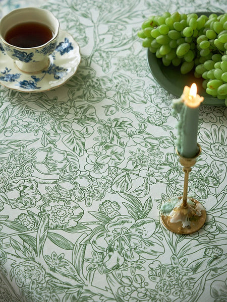 Natural Spring Farmhouse Table Cloth, Extra Large Rectangle Tablecloth for Dining Room Table, Flower Pattern Cotton Tablecloth, Square Tablecloth for Round Table-LargePaintingArt.com