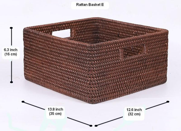 Rectangular Storage Baskets, Storage Baskets for Kitchen, Large Brown Woven Storage Baskets, Storage Baskets for Shelves-LargePaintingArt.com