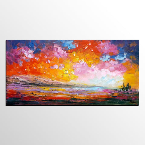 Abstract Landscape Paintings, Original Oil Painting, Custom Canvas Painting, Oil Painting for Sale-LargePaintingArt.com