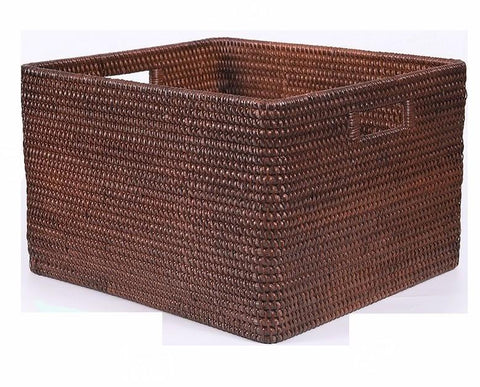 Storage Baskets for Clothes, Large Brown Woven Storage Basket, Storage Baskets for Bathroom, Rectangular Storage Baskets-LargePaintingArt.com