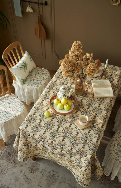 Spring Flower Pattern Tablecloth for Home Decoration, Extra Large Rectangle Tablecloth for Dining Room Table, Large Square Tablecloth for Round Table-LargePaintingArt.com