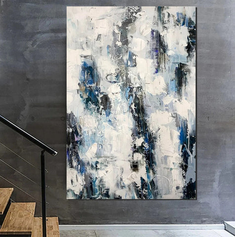 Modern Paintings Behind Sofa, Abstract Paintings for Dining Room, Buy Paintings Online, Palette Knife Canvas Art, Impasto Wall Art-LargePaintingArt.com