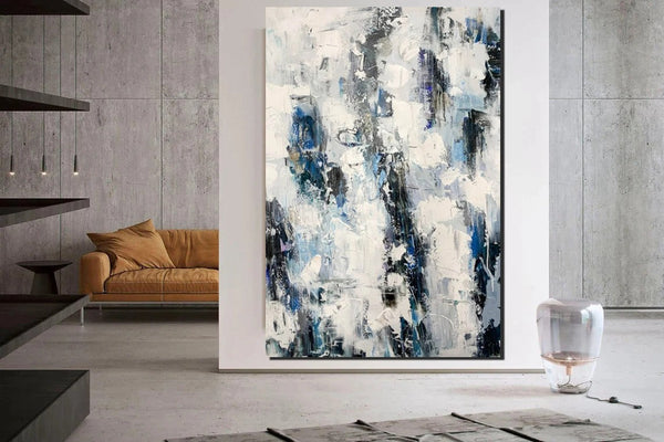 Modern Paintings Behind Sofa, Abstract Paintings for Dining Room, Buy Paintings Online, Palette Knife Canvas Art, Impasto Wall Art-LargePaintingArt.com