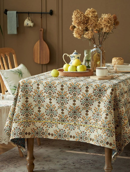 Spring Flower Pattern Tablecloth for Home Decoration, Extra Large Rectangle Tablecloth for Dining Room Table, Large Square Tablecloth for Round Table-LargePaintingArt.com