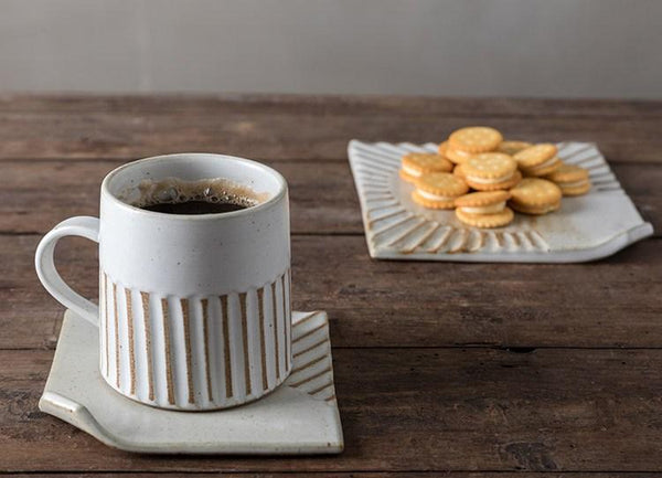 Latte Coffee Cup, Cappuccino Coffee Mug, Coffee Cup and Saucer Set, Large Coffee Cup, Pottery Coffee Cups-LargePaintingArt.com