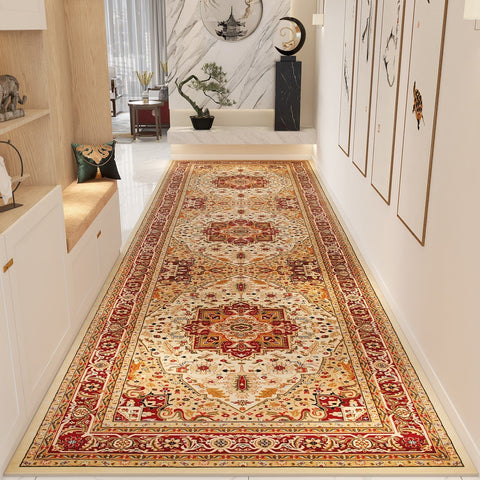 Traditional Colorful Persian Runner Rugs for Bedside, Extra Long Narrow Hallway Runners, Non Slip Entrance Runner Rugs, Washable Entryway Runner Rug Ideas, Kitchen Runner Rugs-LargePaintingArt.com