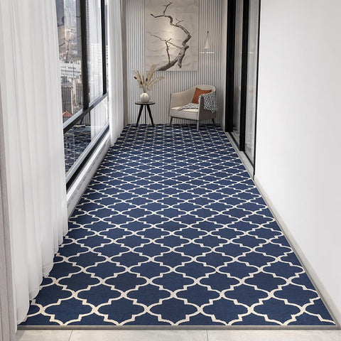 Stain-resistant Non Slip Kitchen Runner Rugs, Modern Long Hallway Runners, Washable Entrance Hallway Runners, Extra Long Narrow Blue Runner Rugs, Contemporary Entryway Runner Rug Ideas-LargePaintingArt.com