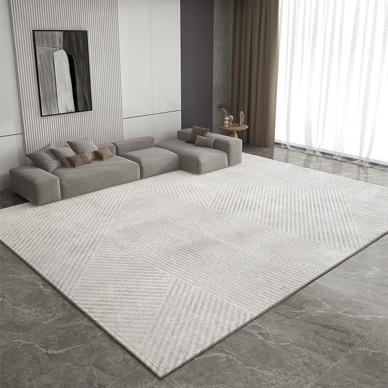 Geometric Modern Rug Placement Ideas for Dining Room, Gray Contemporary Modern Rugs for Living Room, Extra Large Modern Rugs for Bedroom-LargePaintingArt.com