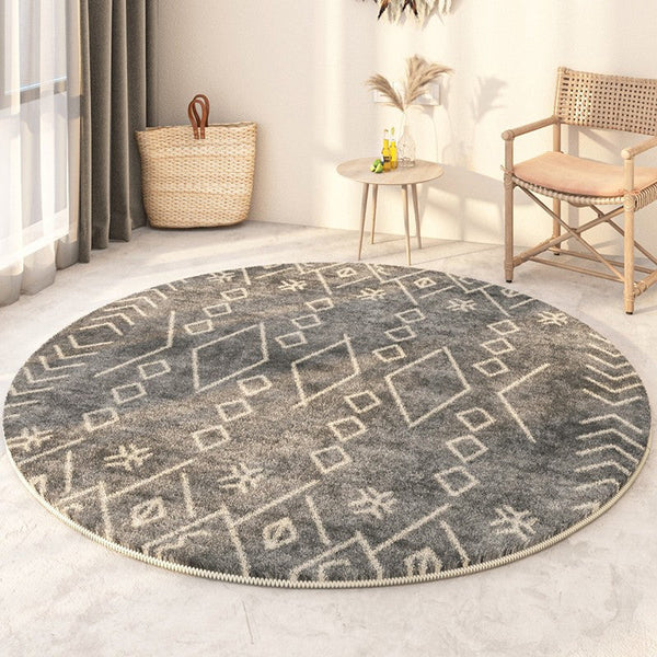 Geometric Modern Rugs for Bedroom, Circular Modern Rugs under Sofa, Modern Round Rugs under Coffee Table, Abstract Contemporary Round Rugs-LargePaintingArt.com