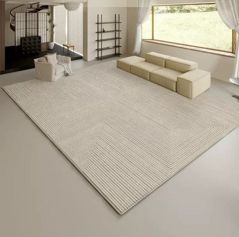 Soft Modern Rugs under Coffee Table, Modern Living Room Area Rugs, Geometric Floor Carpets, Bedroom Modern Rugs, Modern Rugs for Dining Room Table-LargePaintingArt.com