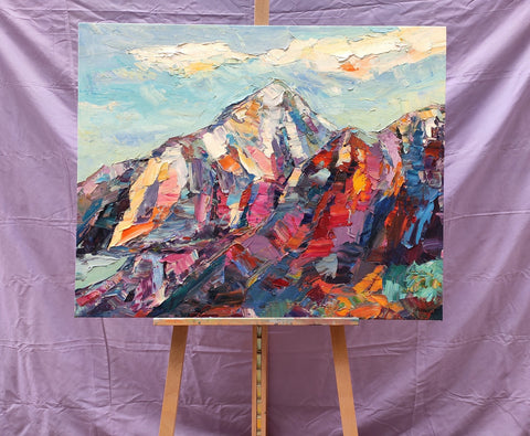 Abstract Mountain Painting, Landscape Wall Art Paintings, Custom Original Landscape Painting, Mountain Landscape Painting-LargePaintingArt.com