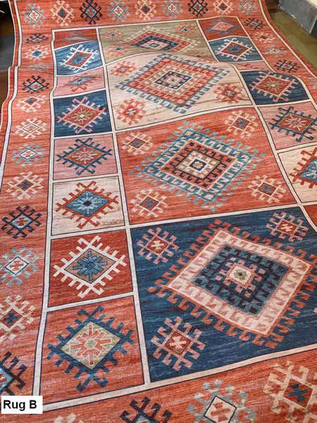 Vintage Area Rugs for Dining Room, Morocco Area Rugs for Living Room, Traditional Persain Rugs for Bedroom, Traditional Colorful Persian Rugs-LargePaintingArt.com