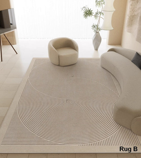 Modern Living Room Area Rugs, Soft Modern Rugs under Coffee Table, Bedroom Modern Rugs, Modern Rugs for Dining Room Table, Geometric Floor Carpets-LargePaintingArt.com