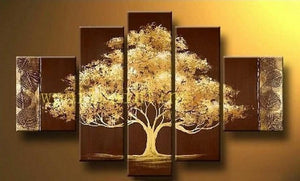 Acrylic Abstract Painting, Simple Modern Art, Tree of Life Painting, 5 Piece Canvas Painting, Acrylic Painting for Bedroom-LargePaintingArt.com