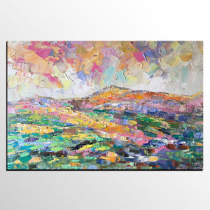 Abstract Mountain Landscape Painting, Custom Landscape Painting on Canvas, Large Painting for Living Room, Heavy Texture Painting-LargePaintingArt.com