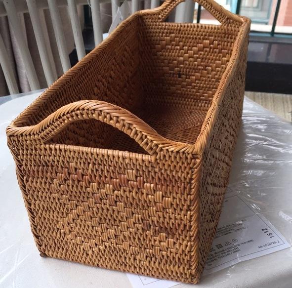 Indonesia Woven Storage Basket, Natural Fiber Baskets, Small Storage Basket for Kitchen, Rattan Storage Basket for Dining Room-LargePaintingArt.com