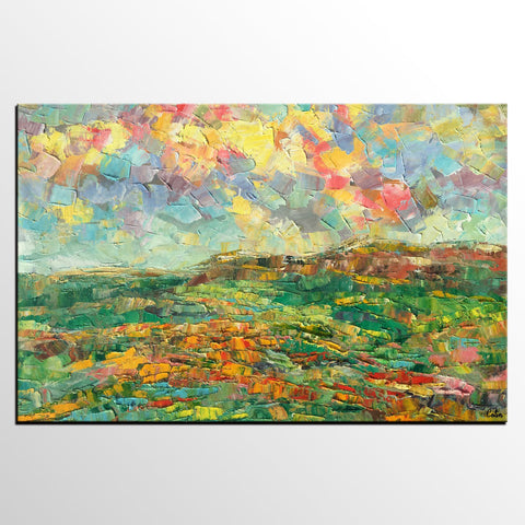 Abstract Mountain Painting, Mountain Landscape Painting, Custom Original Painting Painting on Canvas, Heavy Texture Paintings-LargePaintingArt.com