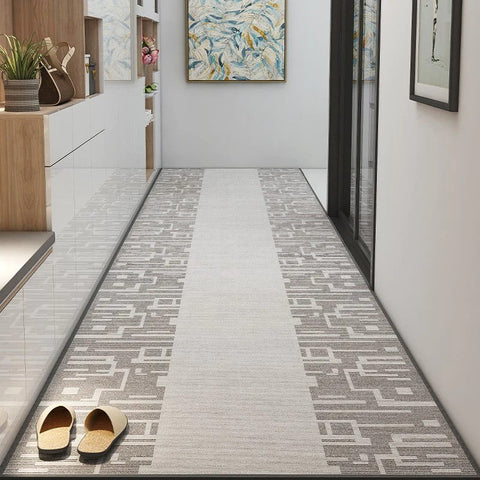 Entryway Runner Rug Ideas, Light Grey Modern Long Hallway Runners, Stain-resistant Non Slip Kitchen Runner Rugs, Long Hallway Runners, Extra Long Narrow Runner Rugs, Washable Entrance Hallway Runners-LargePaintingArt.com