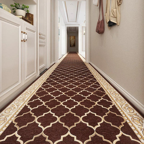 Modern Extra Long Hallway Runners, Stain-resistant Non Slip Kitchen Runner Rugs, Easy Care Entryway Brown Runner Rugs, Long Narrow Runner Rugs, Entrance Hallway Runners, Hallway Runners-LargePaintingArt.com