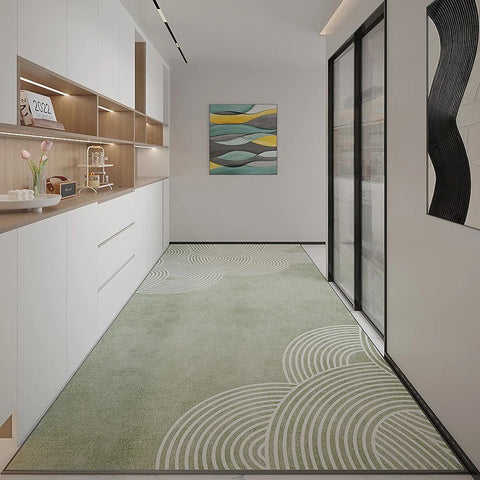 Kitchen Runner Rugs, Long Green Hallway Runners, Entryway Runner Rug Ideas, Modern Hallway Runners, Entrance Hallway Runners, Long Narrow Runner Rugs-LargePaintingArt.com