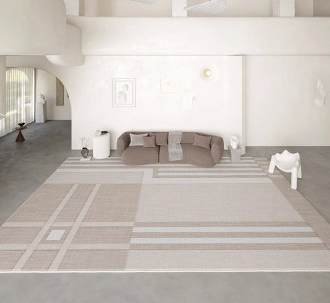 Geometric Modern Rug Placement Ideas for Living Room, Contemporary Area Rugs for Dining Room, Modern Rug Ideas for Bedroom-LargePaintingArt.com