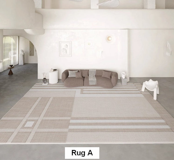 Geometric Modern Rug Placement Ideas for Living Room, Contemporary Area Rugs for Dining Room, Modern Rug Ideas for Bedroom-LargePaintingArt.com