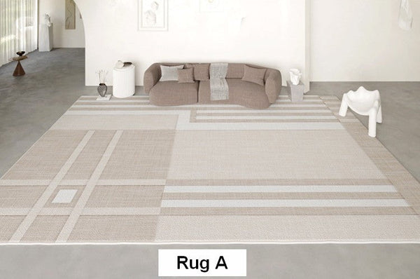 Geometric Modern Rug Placement Ideas for Living Room, Contemporary Area Rugs for Dining Room, Modern Rug Ideas for Bedroom-LargePaintingArt.com