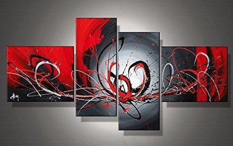 Black and Red Wall Art Paintings, Simple Abstract Painting, Modern Abstract Paintings, Living Room Canvas Painting, Buy Art Online-LargePaintingArt.com