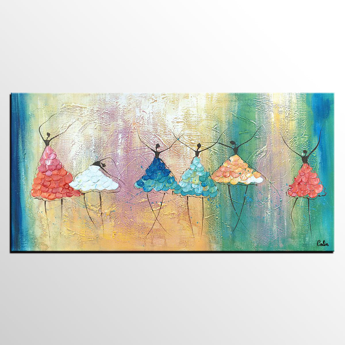 Simple Wall Art Ideas for Living Room, Ballet Dancer Painting, Large Acrylic Painting, Custom Canvas Painting, Modern Abstract Painting-LargePaintingArt.com