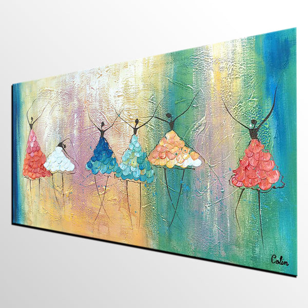 Simple Wall Art Ideas for Living Room, Ballet Dancer Painting, Large Acrylic Painting, Custom Canvas Painting, Modern Abstract Painting-LargePaintingArt.com