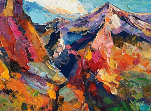 Abstract Art Landscape, Canvas Wall Art Paintings, Mountain Landscape Painting, Custom Landscape Oil Painting-LargePaintingArt.com