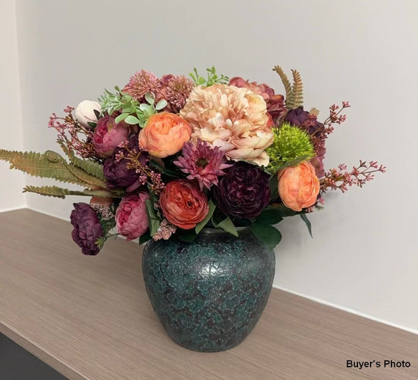 Large Bunch of Autumn Flowers Arrangement, Peony Faux Silk Floral Bouquet Table Centerpiece, Amazing Artificial Floral Arrangement for Dining Room-LargePaintingArt.com