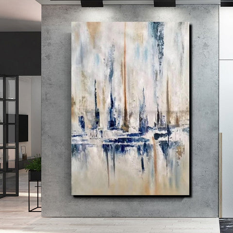 Large Wall Art for Living Room, Acrylic Canvas Paintings, Abstract Sail Boat Painting, Modern Wall Art Paintings, Contemporary Painting-LargePaintingArt.com