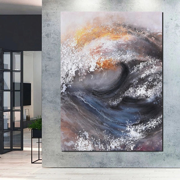 Living Room Modern Paintings, Big Wave Painting, Acrylic Canvas Paintings, Large Painting on Canvas, Modern Abstract Painting-LargePaintingArt.com