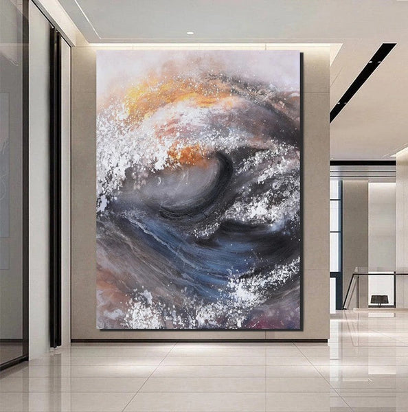 Living Room Modern Paintings, Big Wave Painting, Acrylic Canvas Paintings, Large Painting on Canvas, Modern Abstract Painting-LargePaintingArt.com